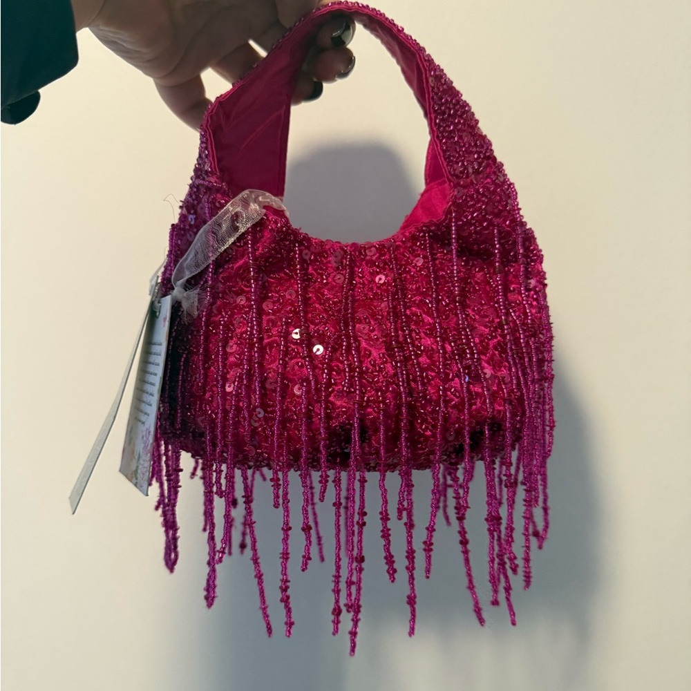 Elegant Pink Beaded Women's Bag